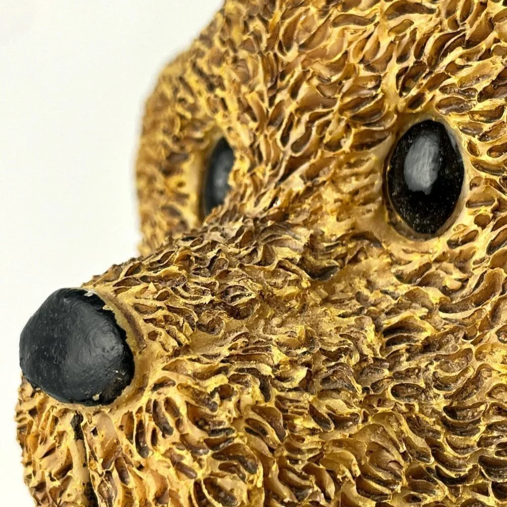 RESIN Bear Sculpture | 10" Standing Vintage Teddy Bear in Knit Sweater - Picture 3 of 10